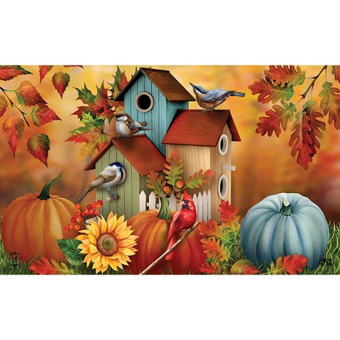 Fall Floral Birdhouses Doormat 18