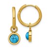Chisel Stainless Steel Yellow IP-plated with Removeable Synthetic Turquoise Dangle Hinged Hoop Earrings - 2 of 4