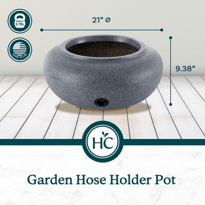 Granite Round Outdoor Garden Hose Storage Pot