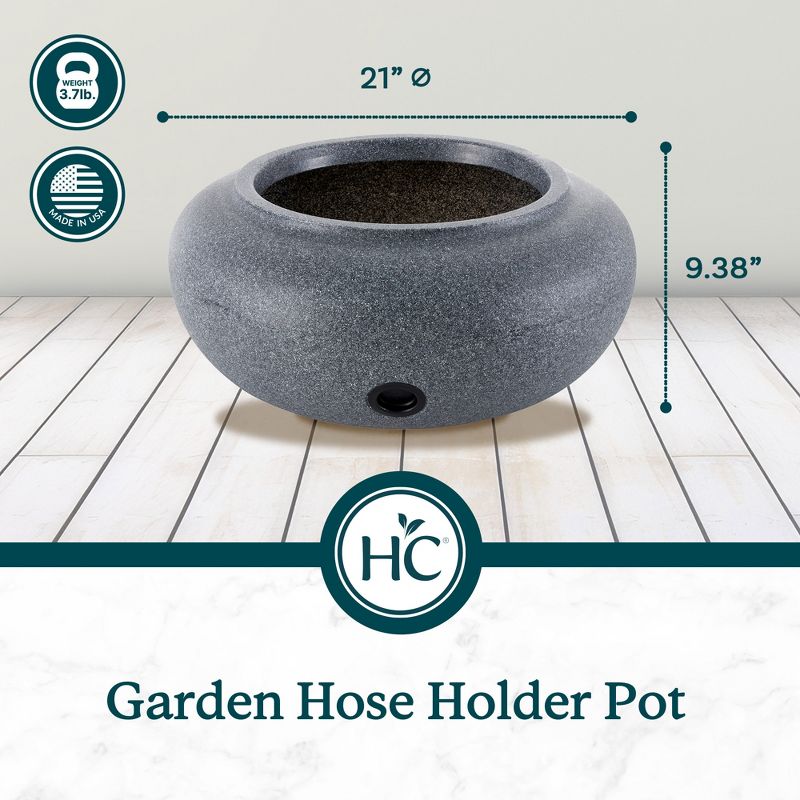 HC Companies Versatile 21 Inch Round Natural Decorative Plastic Outdoor Garden Hose Storage Pot with Side Hole for Faucet Connection, 4 of 7
