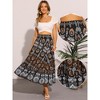 INSPIRE CHIC Women's High Waist Floral Beach Flowy Maxi Skirt - 2 of 4