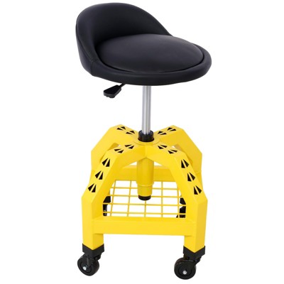 Rolling Shop Stool for Garage with Casters,360!a Swivel Heavy Duty Rolling Mechanics Stool with Tool Tray &300 Lbs Capacity,Padded Mechanic Stool