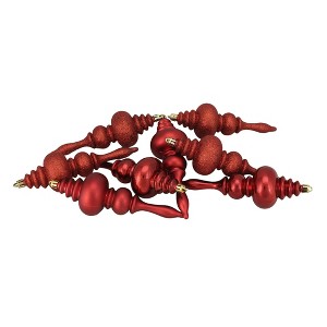 Northlight Shatterproof 4-Finish Finial Christmas Ornaments - 7" - Red Hot - 8ct - 1 of 3