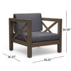 1 Piece Acacia Wood Patio Accent Chair,Waterproof Fabric Upholstered Lounge Club Chair,Armrests Club Chair For Balcony Or Garden-Coolbibila - 4 of 4