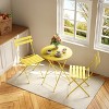 Premium Steel Frame Patio Bistro Set, 3-Piece Outdoor Folding Table and Chairs, Weather Resistant Conversation Sets of 2, Space Saving Patio Furniture - 2 of 4