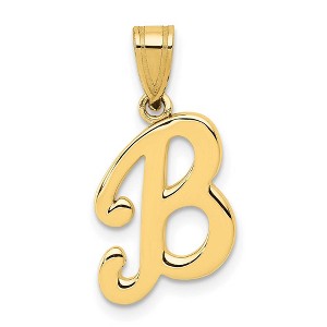 Black Bow Jewelry 14k Yellow Gold, Mimi Collection, Small Script Initial B Pendant - 1 of 4