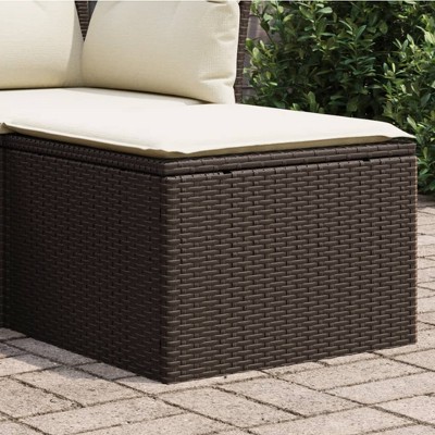 Garden Stool Black PE Rattan, Powder-Coated Steel, Polyester, FoamvidaXL