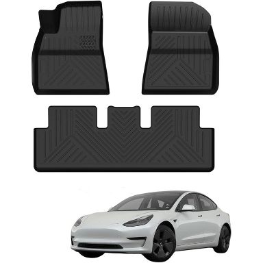 SUPER LINER 2021-2023 Tesla Model 3 Floor Mats | 6-Piece Set Extra-Thick TPE All-Weather Floor & Cargo Liners | Pet & Child-Friendly Custom Fit Interior Accessories