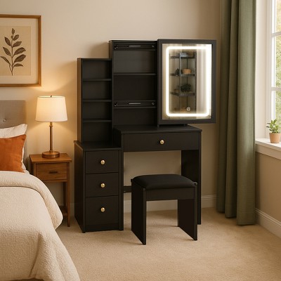 Vanity Table + Cushioned Stool