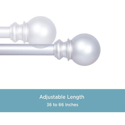 Satin Nickel Adjustable Curtain Rod with Ball Finials