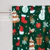 Velvet Christmas Snowman and Falling Snowflake Pattern Short Curtains - 2 of 4