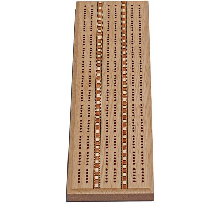  WE Games Wooden Cribbage Board Game Set with Storage, Solid  Wood Continuous 3 Track for 2-3 Players, Includes 9 Metal Pegs & Deck of  Cards, Great for Travel, for Adults and