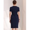 INSPIRE CHIC Women's Crew Neck Short Sleeve Business Elegant Office Peplum Sheath Dresses - 4 of 4