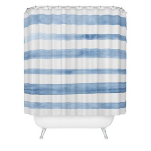Deny Designs Kelly Haines Watercolor Striped Shower Curtain Blue - 1 of 3