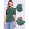 INSPIRE CHIC Women's Floral Lace Mock Neck Puff Short Sleeve Elegant Blouse - 2 of 4
