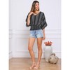 INSPIRE CHIC Women's Summer 3/4 Sleeve V Neck Boho Print Chiffon Smocked Waist Dolman Blouses - 4 of 4