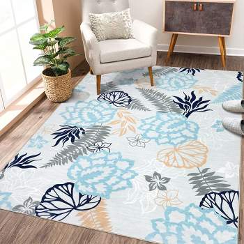 5x7 Modern Floral Pattern Area Rug Washable Rugs