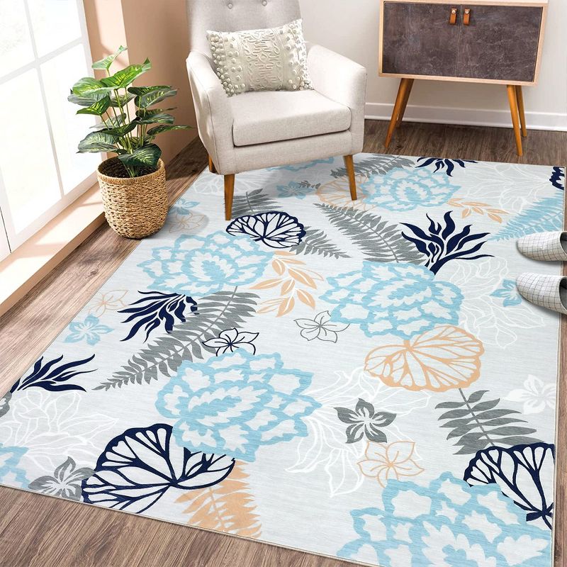 8x10 Area Rug Modern Floral Pattern Area Rug Washable Rugs, 1 of 8