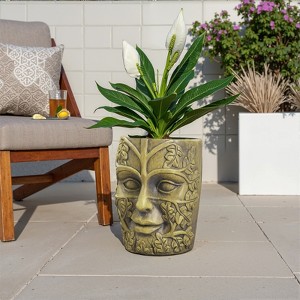 Wooakway 24" H Mystical Style Novelty Statue Planter Outdoor Indoor Urn Planter Decor Garden Pot Antique Green - 1 of 4