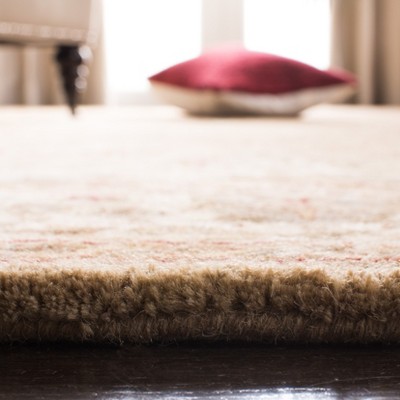 Handmade Light Green and Beige Wool Tufted Runner Rug