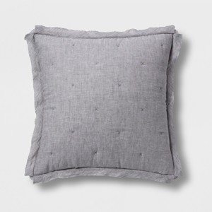 Euro Linen Blend Tufted Pillow Sham Radiant Gray - Threshold
