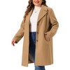 Agnes Orinda Women's Plus Size Winter Elegant Long Sleeve Notched Lapel Single-Breasted Pea Coats - 2 of 4