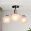 LNC Wamitallis 3-Lights 19-in Sputnik Modern Semi-flush Mount Lights, Polished Gold with Frosted Glass Shades - 2 of 4