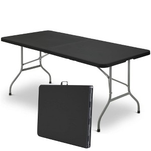 SUGIFT 6 ft Plastic Folding Table Portable Fold-in-Half Table - 1 of 4