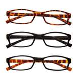 ICU Eyewear Oval Plastic Reading Glasses - 3pk
