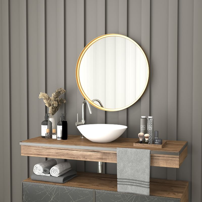 Merrick Lane Monaco Accent Wall Mirror with Metal Frame for Bathroom, Vanity, Entryway, Dining Room, & Living Room, 6 of 14