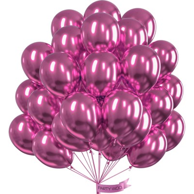 PartyWoo Balloons Metallic Hot Pink Magenta Fushsia 12 Inch 50 pcs