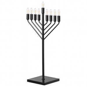 Chabad Style Hanukkah Menorah for Entryway, Living Room, Office, and Kitchen with LED Light Bulbs - 1 of 4