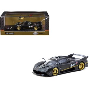 Pagani Huayra R Matt Black Carbon Fiber with Gold Wheels Limited Edition "Global64" 1/64 Diecast Model Car by Tarmac Works - 1 of 4