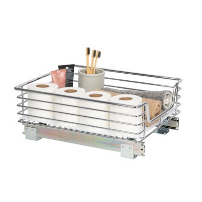 Glidez Multipurpose Chrome-Plated Steel Pull-Out/Slide-Out Storage Organizer for Under Cabinet Use - Chrome