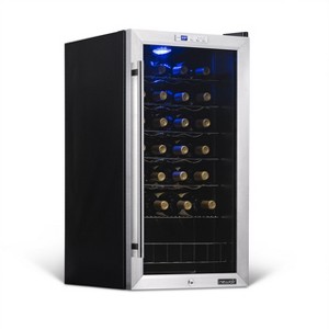 Newair Freestanding 27 Bottle Compressor Wine Fridge in Stainless Steel, Adjustable Chrome Racks and Exterior Digital Thermostat - 1 of 4