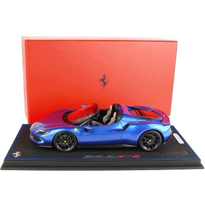 Ferrari 296 GTS Blu Corsa Blue Metallic with DISPLAY CASE Limited Edition  to 296 pieces Worldwide 1/18 Model Car by BBR