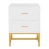 Resenkos 2-Drawer Nightstand, Large White Gold Bed Side Table, Modern Wide End Table Table for Living Room, Wood Metal Tall Night Stands - 2 of 4