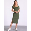 INSPIRE CHIC Women's Square Collar Ribbed Knit Short Sleeve Slit Bodycon Midi Dress - 4 of 4
