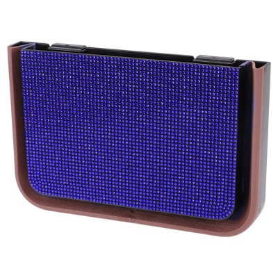 Unique Bargains Car Trash Can Foldable Back Seats Rhinestone Plastic Trash Bin Blue Black 1 Pcs