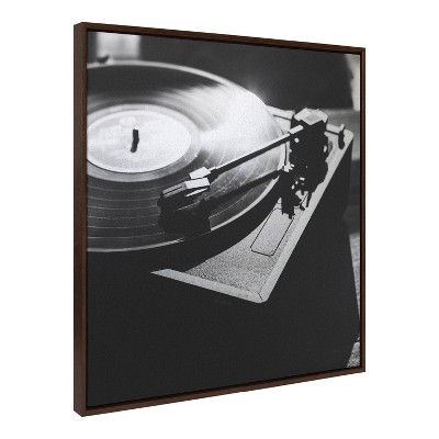 Kate & Laurel All Things Decor 30"x30" Sylvie AA Vinyl Metallic Wall Art by Alicia Bock Brown Black and White Record Player Art