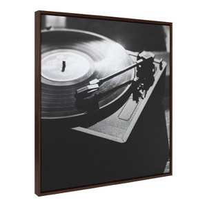 Kate & Laurel All Things Decor 30"x30" Sylvie AA Vinyl Metallic Wall Art by Alicia Bock Brown Black and White Record Player Art - 1 of 4