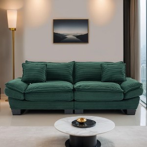 Corduroy Deep Seat Sofa Sleeper Couch Loveseat with 23-Inch Seat Depth and Pillows - Leovsnove - 1 of 4