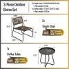 LOVMOR 3-Piece Patio Furniture Set, Mixture Pattern PE Rattan Steel Frame And Modern Round Table, Brown and Black - 3 of 4