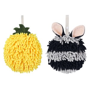 REGALWOVEN 2 Pcs Comfortable Soft Absorbent Chenille Ball Fuzzy Hand Towels - 1 of 4
