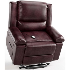 GustoWave Oversized Power Lift Recliner Chair - Heat and Massage, PU Leather, Adjustable Back, Heavy Duty Lift Chair for Mobility Impaired - 1 of 4