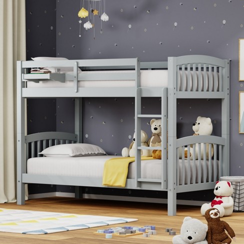 Glenwillow Home Arca Solid Wood Twin Over Twin Bunk Bed And Hanging ...