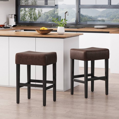 Backless leather counter discount stools