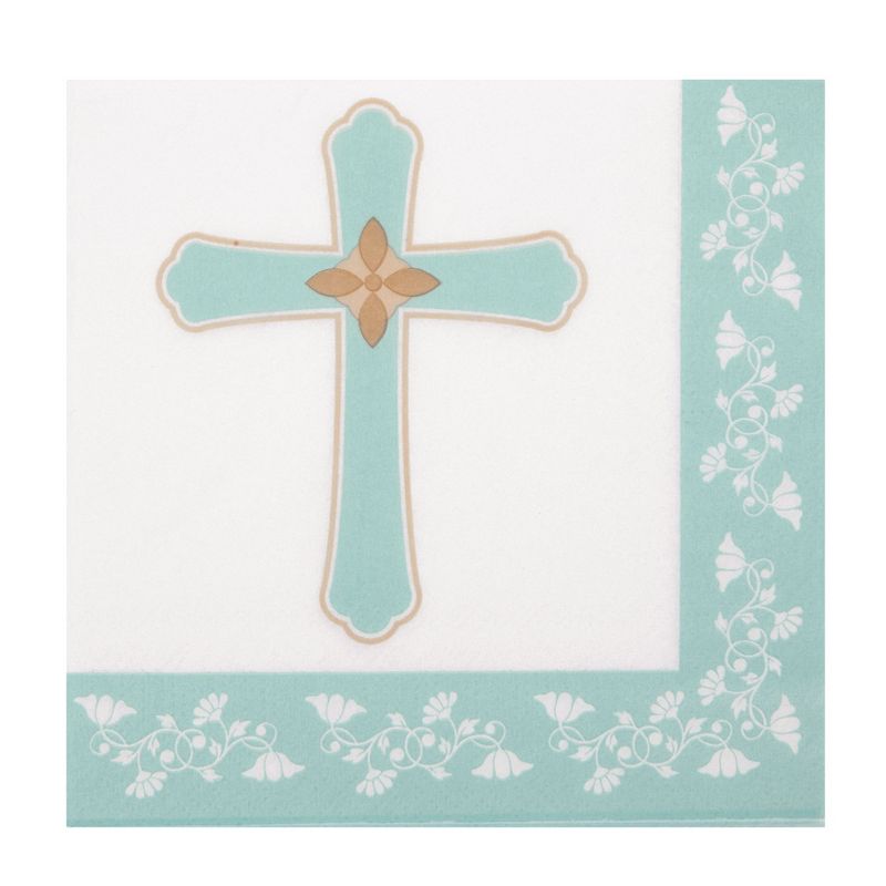 Juvale 144 Piece Baptism Decorations Tea Party Supplies, Includes Disposable Paper Plates, Napkins, Cups, Cutlery, 5 of 9