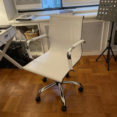Studio 55D Lealand White and Chrome Low Back Desk Chair