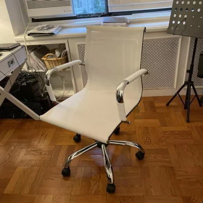 user image by Suzanne, Studio 55D Lealand White and Chrome Low Back Desk Chair